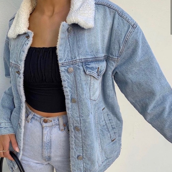 pacsun denim sherpa jacket